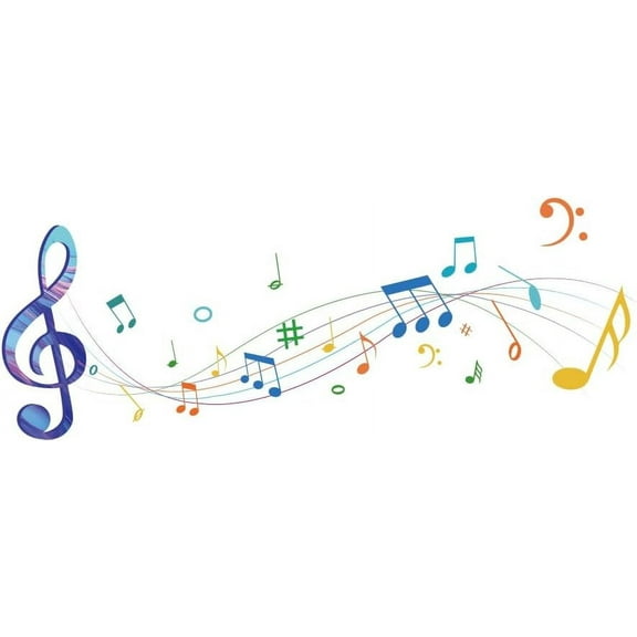 1set Wall Stickers Music Wall Decals Watercolor Self Adhesive Music Notes Vinyl Wall Art Murals Wall Decoration Home Decor for Living Room Bedroom Music Lovers Gifts for People
