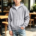 thumbnail image 2 of 1-13Y Kids Zip Up Hoodies Solid Color Long Sleeve Hoodie Jacket for Boys and Girls Loose Comfy Casual Hooded Sweatshirt with Pocket, 2 of 10