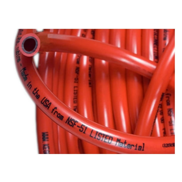 Red Gas Line 5/16" 5ft Co2 Tubing Hose, Free Clamps, Kegerator Draft
