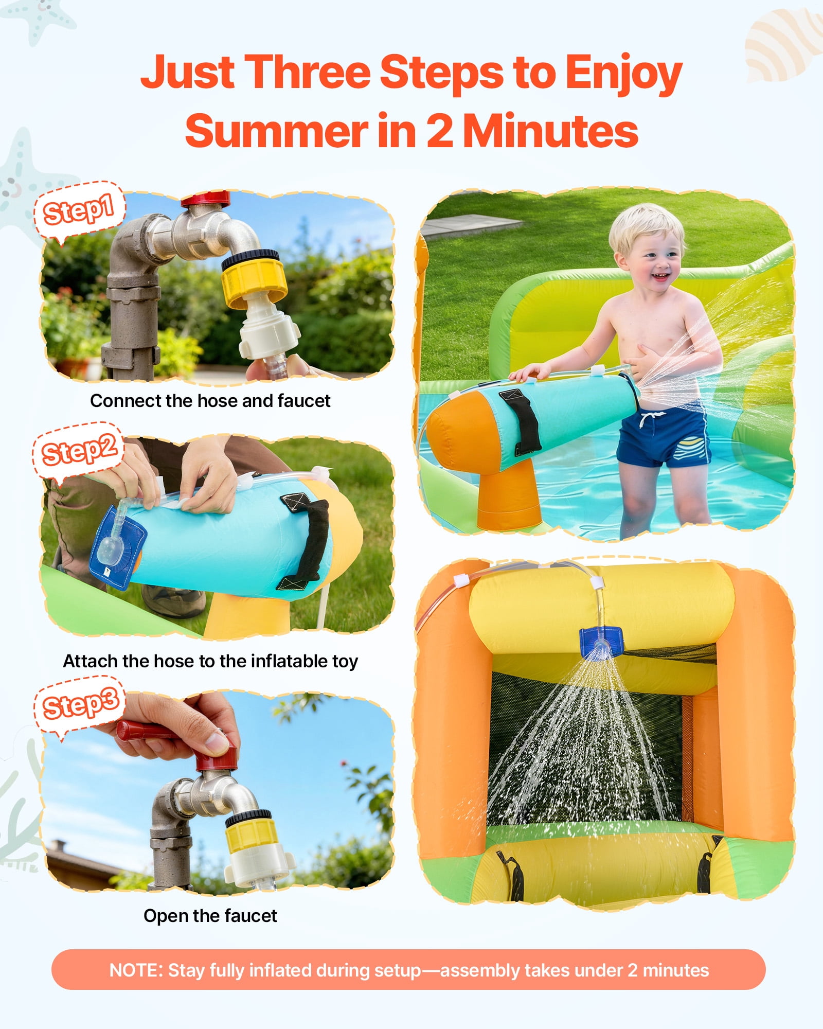 VEVOR Inflatable Bounce House, 13.3 x 11.4 x 8.4 ft Inflatable Bounce House Water Slide, Bouncer Castle with Climbing Wall, Double Tall Slides, Splash Pool & Mini Soccer, for 3 to 4 Kids Ages 3 to 8