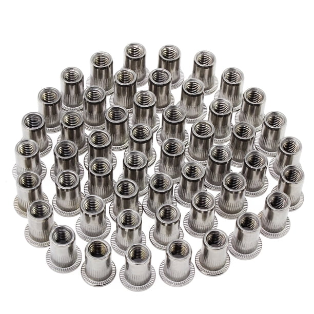 Tuercas remachables de acero inoxidable, cabeza plana con inserto roscado, surtido