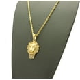 thumbnail image 2 of Stone Stud Mane Lion Head pendant w/2mm 24" Rope Chain Necklace, Gold-Tone, 2 of 2