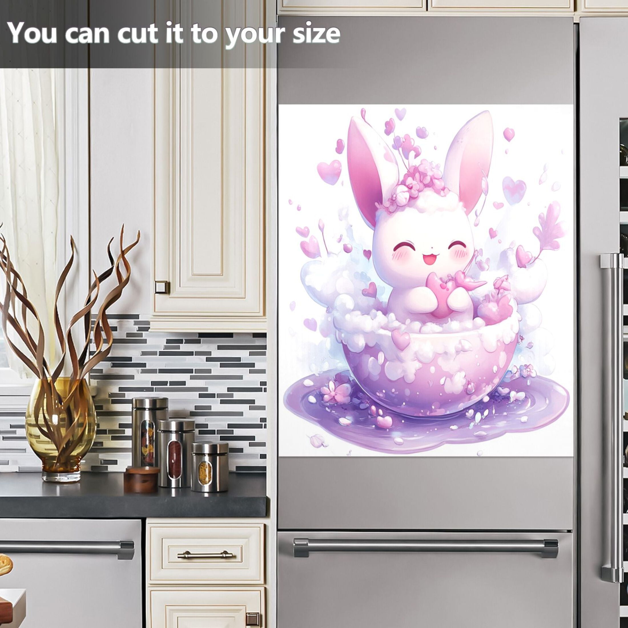 Dishwasher Magnetic Sticker 23x26 Inch Refrigerator Magnetic Sticker Washing Machine Magnetic Sticker Kitchen Panel Magnetic Sticker Home Decor Lovely Cartoon Purple Rabbit