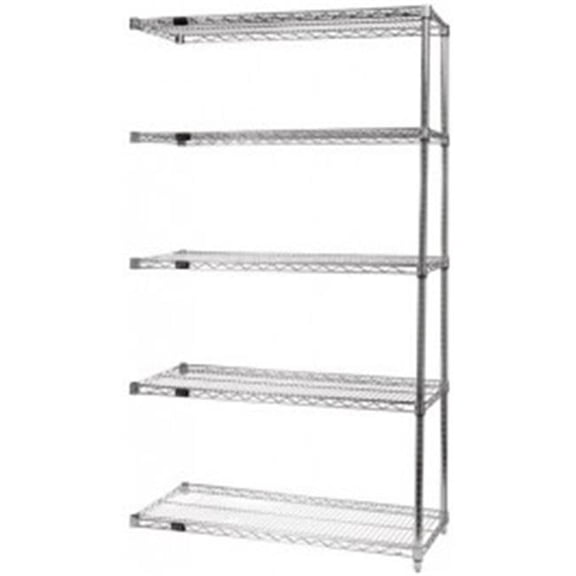 Quantum Storage AD54-1448S-5 5-Shelf Stainless Steel Wire Shelving Add-On Unit - 14 x 48 x 54 in.
