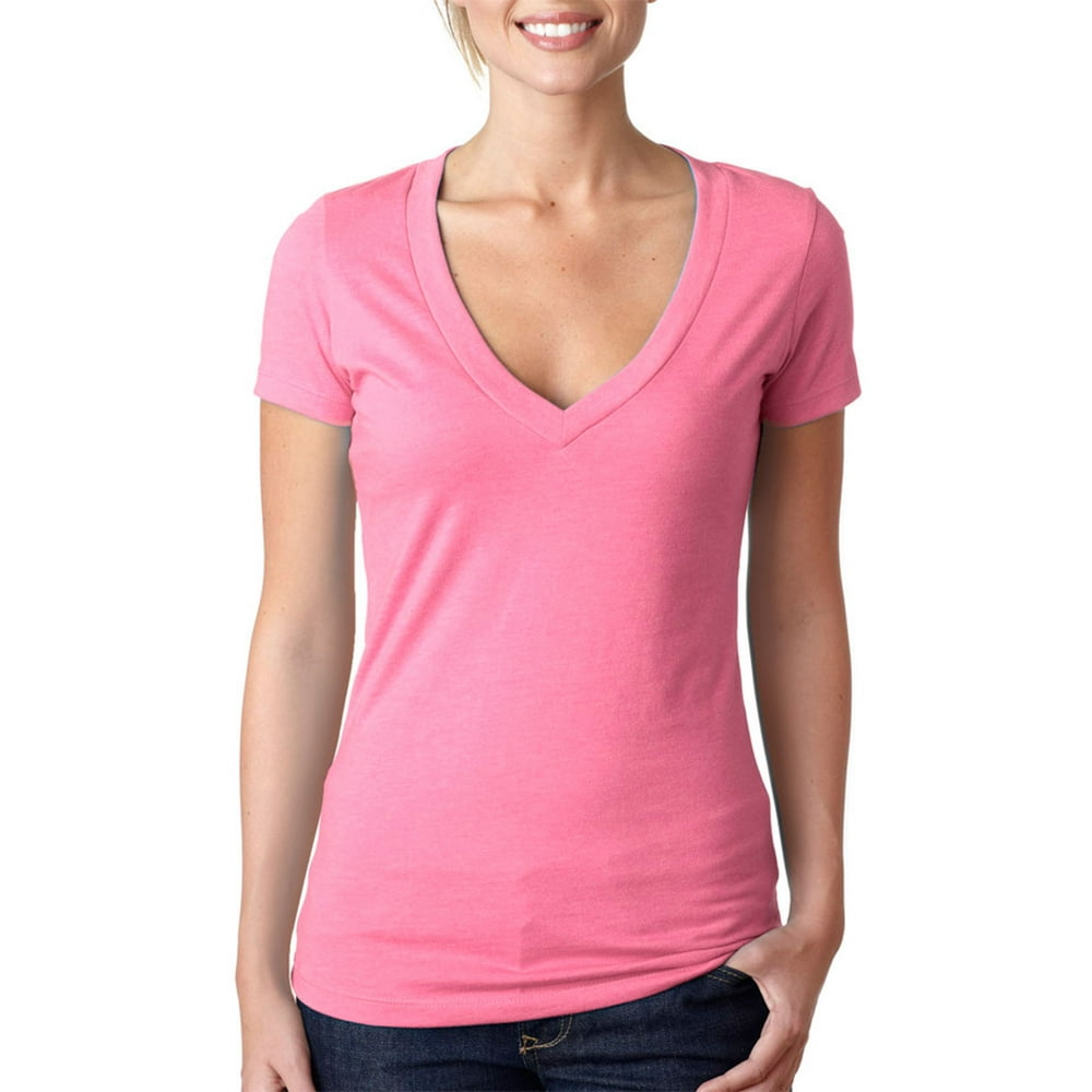 Next Level Apparel - Next Level Womens CVC Deep V-Neck T-Shirt, Pack of 6 - Walmart.com