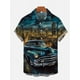 thumbnail image 4 of Camisa hawaiana retro de moda de manga corta con estampado de vaquera hawaiana de playa con póster de coche vintage de los años 1970 y 1980 para hombre Hrajuku, 4 of 4