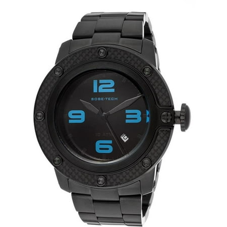 Glam Rock Men's Sobe Tech 50mm Black IP Steel Bracelet & Case Swiss Quartz Analog Watch GR33005
