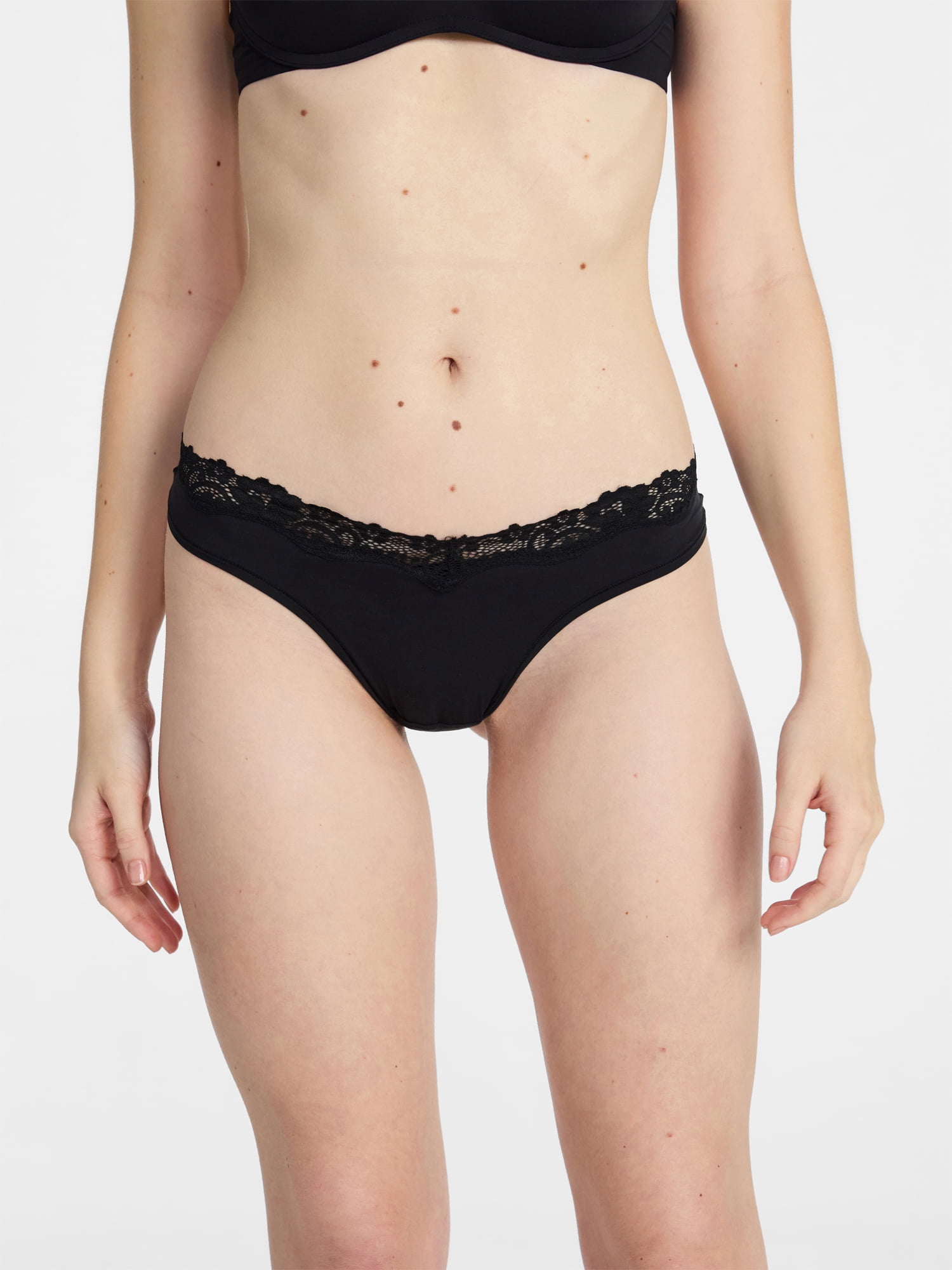 No Boundaries Fit Stretch Lace Thong Panties, 3-Pack, Women's XS-XXXL