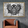 thumbnail image 2 of wall26 Framed Canvas Print Wall Art Black &amp; White Spray Paint Motorcycle Rider Skull Graffiti &amp; Street Art Urban Illustration Modern Art Dark Scenic for Living Room, Bedroom, Office - 24&quot, 2 of 5