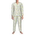 thumbnail image 3 of Salouo Moon And Rabbit Print Button-Front Long Sleeve Pajama Set for Men, Soft 2Pjs Men's Long Sleeve Sleepwear-Medium, 3 of 7