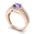 thumbnail image 2 of Clara Pucci 14K Rose Gold Solid Gold Alexandrite Halo Anniversary Ring for Women - 1.83 cttw Round Cut, 2 of 8