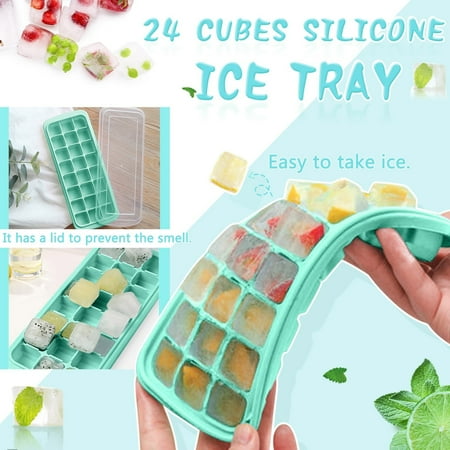 

Kitchen 2PC 24 Cubes Silicone Ice Tray Silicone Ice Cubes Tray For Freezer Jelly Cubes Mold Tray Ice Cube Tray Machine Pack