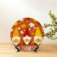 thumbnail image 6 of Daiia Happy Thanksgiving Three Gnomes Printed Pattern Ceramic Plate Dinner Plates Bone China Decorative Plates with Display Stand Art Ceramic Ornaments for Wall Hanging Decoration-10in, 6 of 6