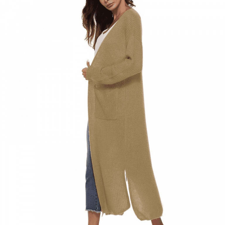 Women Floor Length Open Front Drape Cardigan Lightweight Long Sleeve Maxi  Duster with Pockets,Thin Cable Knit Long Sweater Coats Outerwear  Lightweight