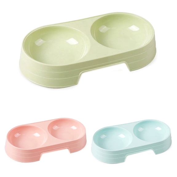 Ludlz Double Dog Cat Bowls Premium Pet Bowls No-Spill Resin Station, Food Water Feeder Cats Small Dogs Pet Puppy Dog Cat Food Water Dish No Slip Feeder Double Plastic Dispenser Bowl