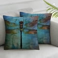 thumbnail image 3 of Acheng Home Decorative Dragonfly Grunge Blue Vintage Wings Dragon Throw Pillow Case Cushion Cover for Sofa Couch 24x24in, 3 of 7