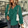 thumbnail image 2 of Summer Blouses for Women Fashion Casual Solid Color V Neck Button Long Sleeve Lace Shirt Blouse Shirts Tops, 2 of 5