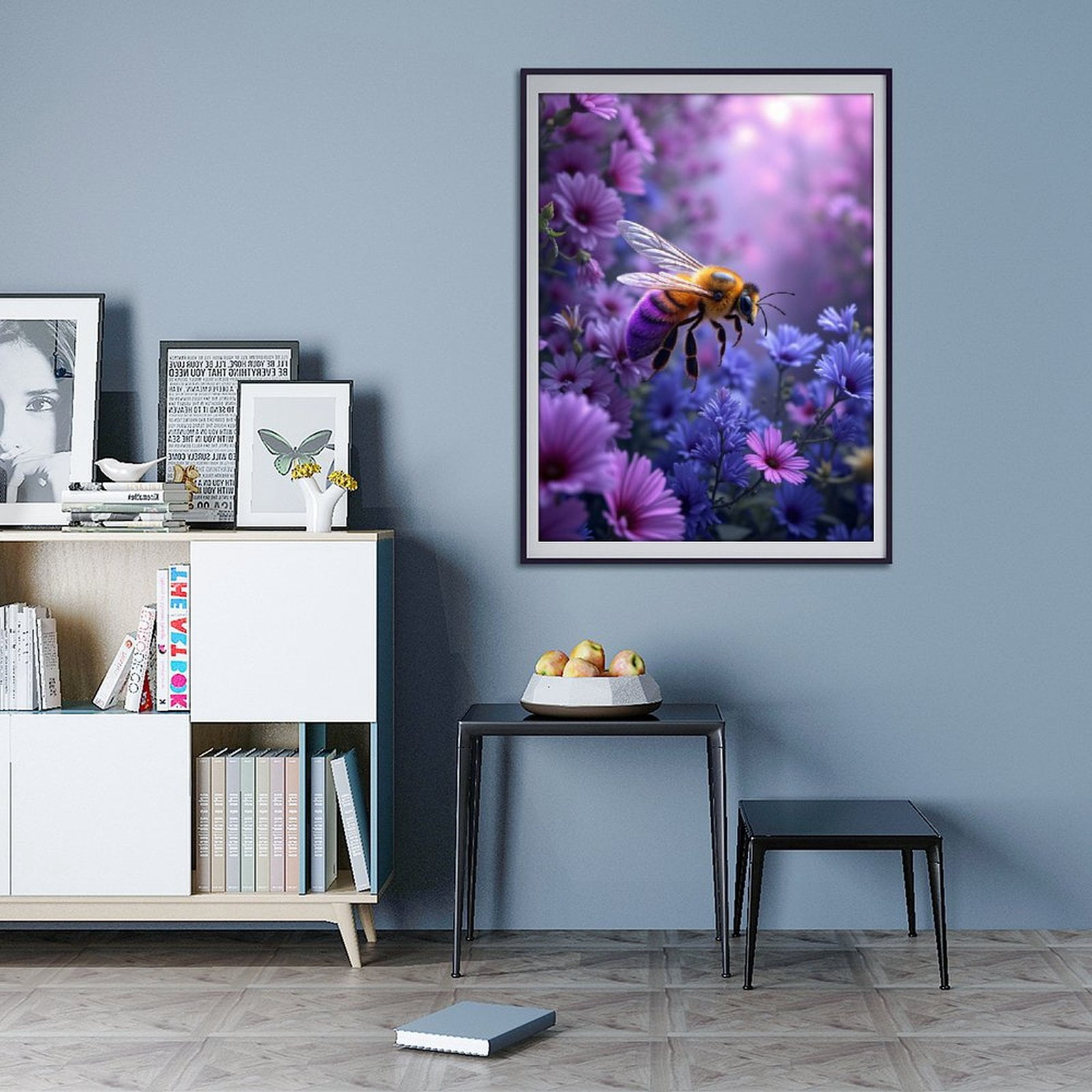 Diamond Art Kits for Adults - 5d Bee Among Vibrant Spring Flowers Diamond Painting for Adults, Diamond Art for Adults Beginners, Diamond Painting Kits for Adults for Home Wall Decor