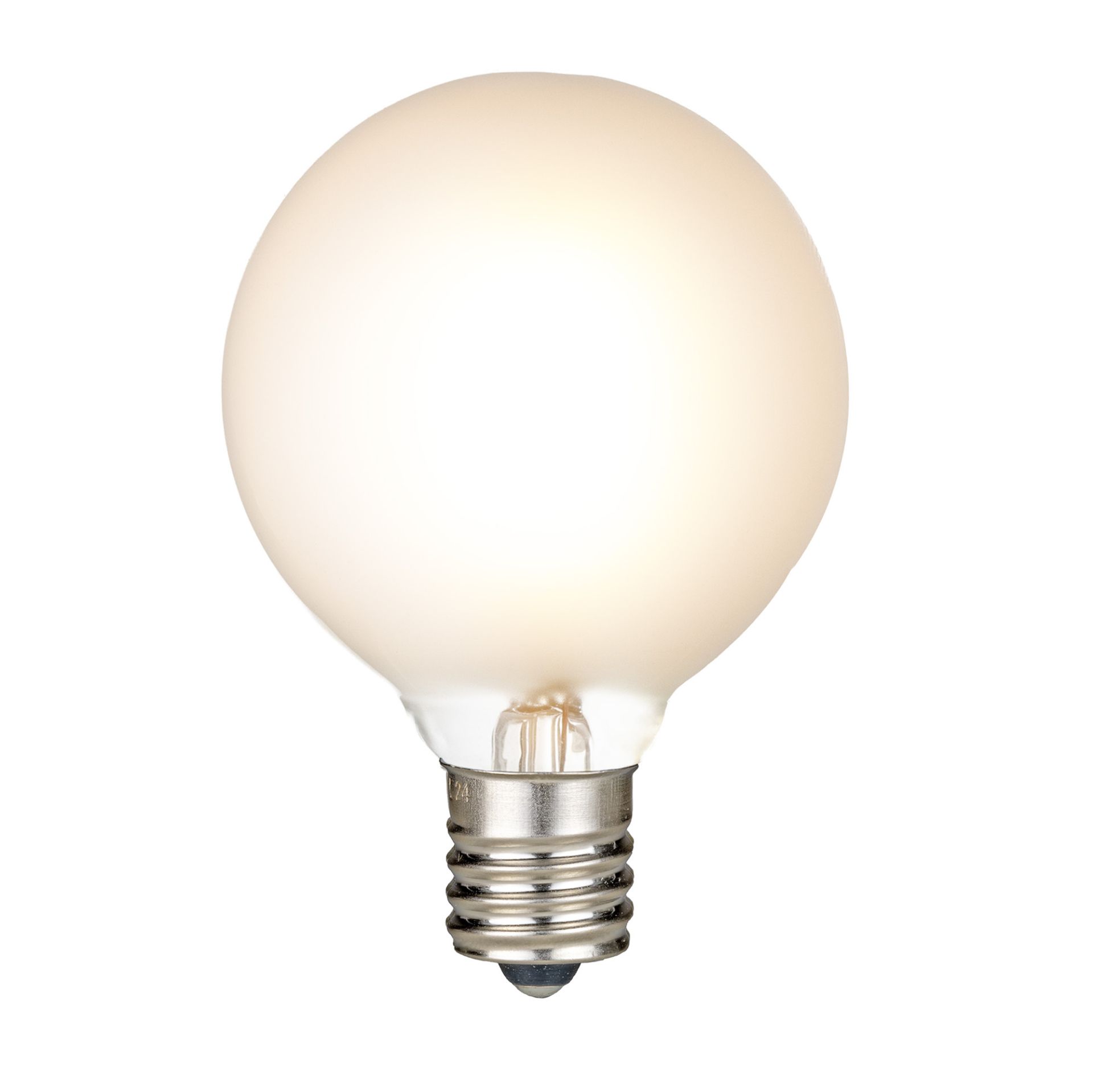 RetroGlo Satin Warm White G40 LED Globe Bulbs 25-Pack, Frosted Glass Bulbs, E12 Candelabra Base, 30,000 Hour Life, Indoor/Outdoor Rated
