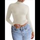 thumbnail image 1 of Camisetas Básicas para Mujer, Tops Cortos Ajustados para Salir, Lindas Camisetas de Cuello Alto para Adolescentes, Ropa de Larga Y2K Albaricoque L, 1 of 9