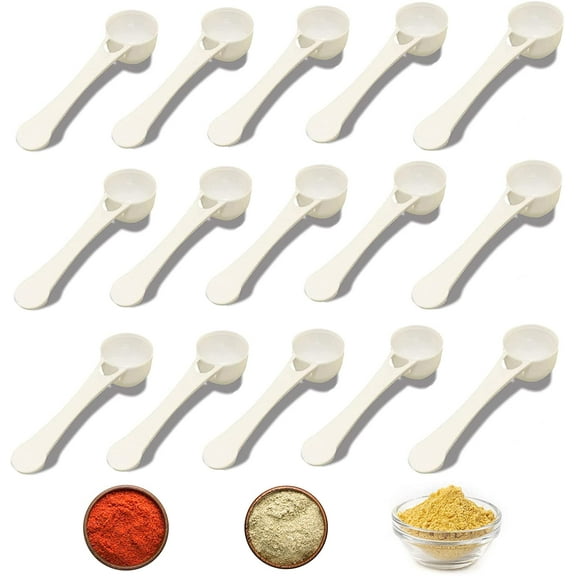 20 PCS Tablespoon Plastic Measure Spoons,Teaspoon Measuring Spoons Coffee Scoops Milk Powder Spoon Which Fit Inside a Bottle