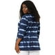 thumbnail image 5 of Women's Plus Size T-shirt Tye Dye Side Slit 3/4 Sleeve Stripe Top Blue 4X, 5 of 7