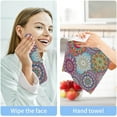 thumbnail image 7 of SKYSONIC 4 PCS Mandela Pattern Washcloths, 12"x 12" Cotton Wash Cloths, Highly Absorbent and Soft Face Towels for Bathroom,Gym,Hotel and Spa, 7 of 7
