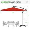 thumbnail image 5 of Scafild | 10 ft Colorful Lighted Cantilever Offset Hanging Outdoor Patio Umbrella W/ Easy Tilt - Red, 5 of 9