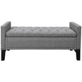 thumbnail image 5 of Maklaine Linen Fabric Storage Bench with Nailhead Trim in Light Gray, 5 of 8