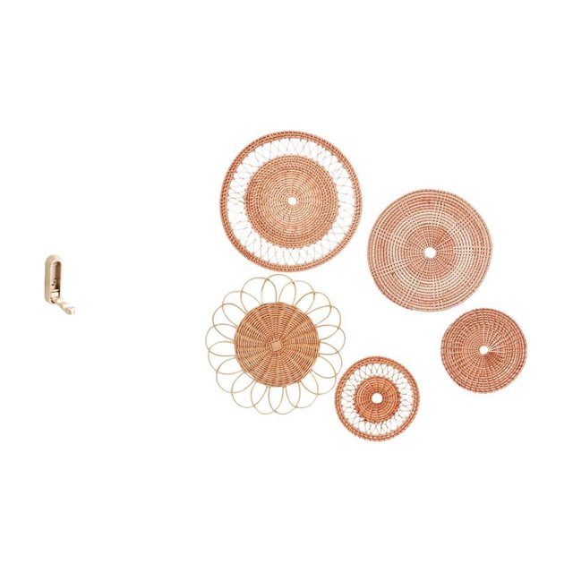 Organizador De Pared Plegable De Ratán Con Gancho Decorativo, Toallero Y Soporte Para Abrigos. Arte Tejido Para Baño, Armario, Dormitorio, Pasillo, Porche O Cafetería.
