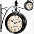 thumbnail image 1 of Retro Double-Sided Train Station Clock in Black with Classic Design, 1 of 2