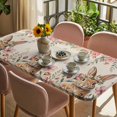 thumbnail image 3 of Easter Table Cloths for 3 Foot Rectangle Tables, Rustic Spring Rabbit Eggs Botanical Florals Herbs Patio Waterproof Elastic Fitted Tablecloths, Washable Rectangular Table Cover for Camping, 3 of 8