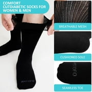 AMITOFO Unisex Breathable Cotton Diabetic Socks, Black (3 Pack)