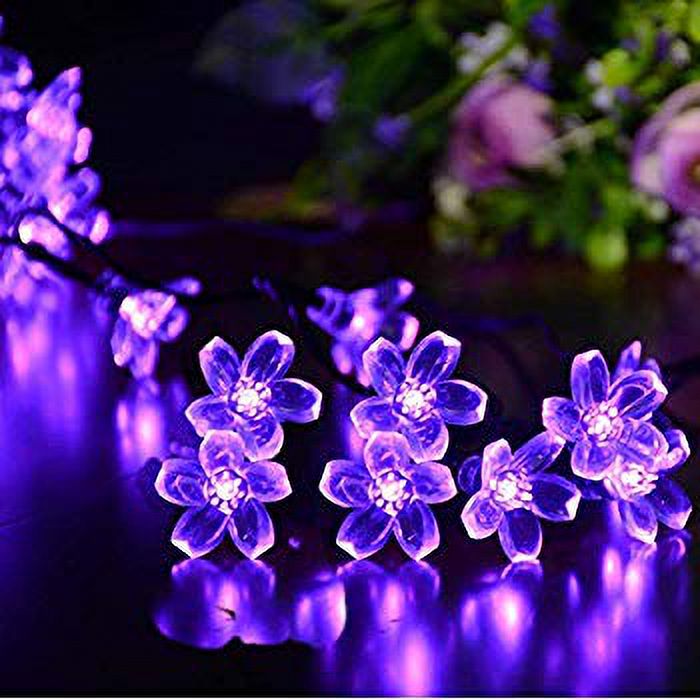 Solar Christmas String Lights, 21ft 50 Halloween String Lights, Fairy LED Lights String, Solar Flower Decorative Lighting for Outdoor Home Garden Patio Xmas Trees Party and Holiday Purple - image 4 of 4