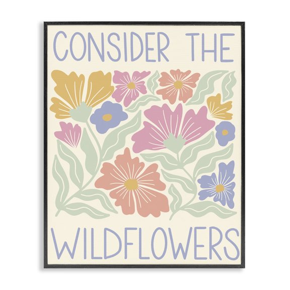 Stupell Industries Eclectic Consider The Wildflowers Phrase Black Framed Giclee Art, 11 x 14, by Taylor Shannon Designs