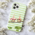 thumbnail image 5 of Cute Frogs with Pink Flower Hats Phone Case, Aesthetic Green Striped Cottagecore Indie Cover for iPhone 17 16 15 14 13 12 11 Plus Pro Max Mini, 5 of 6