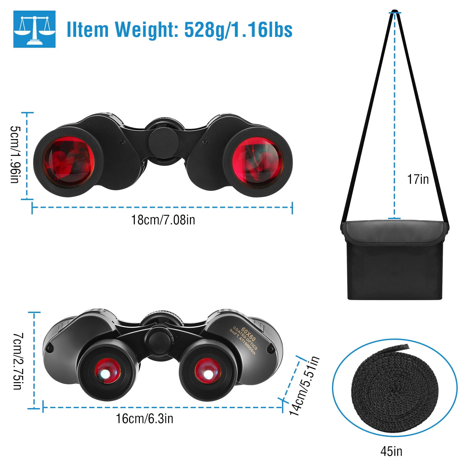 Binocular 60x50 for Adults,  High Power Binocular with FMC Lens, Night vision binoculars, Bird Watching Hunting Hiking Travel