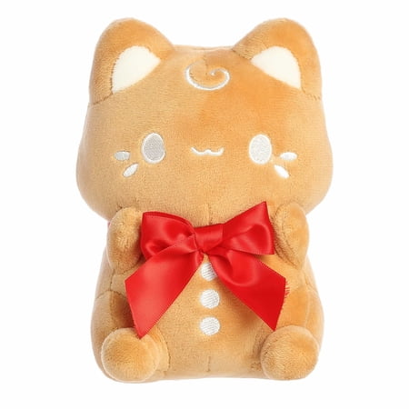 Aurora - Small Brown Festive Stuffed Animal - 7 Gingerbread Cookie Meowchi - Tasty Peach