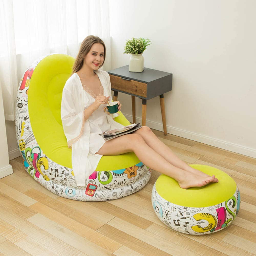 for Garden Outdoor Travel Camping Picnic Or Indoor Furniture Indoor Living Room Chair Inflatable Lounger Sofa Inflatable Chair with Household air Pump Green 