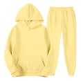 thumbnail image 4 of Conairie Men Sweatsuits 2 Piece Set Casual Solid Color Hoodies Sweatshirt And Joggers Sweatpants Set Street Fall Sport Suit Sets Clothes Outfits Yellow L, 4 of 4