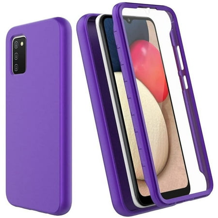 Samsung Galaxy A02S Case, Samsung A02S Case with [Built In Screen Protector], Full-Body Shockproof Soft Liquid Silicone Hybrid Protective Phone Cover Case for Galaxy A02S, Purple