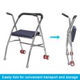 thumbnail image 4 of 2 en 1 Pliant Adulte Marchette Siège de Dossier avec Roue pour les Personnes Âgées Utilisateurs et Mobilité Réduite avec Handicapés, Hauteur Réglable Marchette Roulante en Acier, 300lb Capacité de Poids, 4 of 9