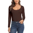 thumbnail image 7 of ANYFIT WEAR Women Slim Fit Plain Shirts Top Long Sleeve Base Layer Tee Top Brown M, 7 of 7