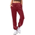 thumbnail image 3 of ASFGIMUJ Ladies Solid Color Drawstring Elastic Waist Casual Loose Foot Sweatpants, 3 of 5