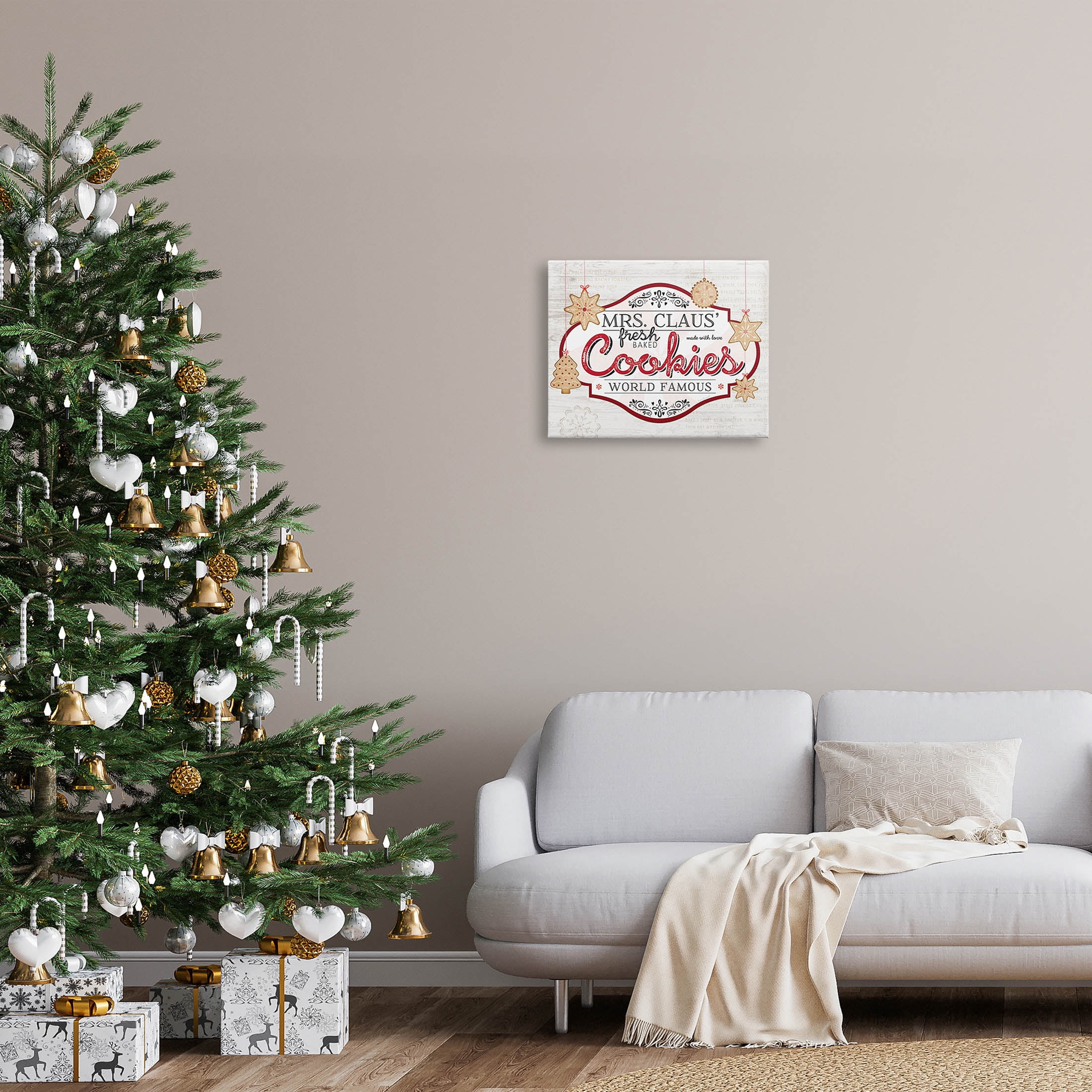 Stupell Industries Vintage Mrs. Claus Cookies Sign Graphic Art Gallery Wrapped Canvas Print Wall Art, Design by Jennifer Pugh
