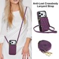 thumbnail image 2 of For Apple iPhone 17 Pro Max Argyle Pattern PU Leather RFID Blocking Protective Purse Wallet Case Magnetic Flip Cover Multi-Card Slots Pocket With Detachable Shoulder Strap,Dark purple, 2 of 7