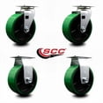 thumbnail image 2 of 5 Inch Green Poly on Cast Iron Caster Set with Roller Bearings 2 Swivel 2 Rigid, 2 of 2