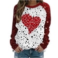 thumbnail image 2 of Jsaierl Hauts Raglan à Manches Longues pour Femmes, Col Rond, Imprimé Cœur, Tendance, Ample, Confortable, 2025, 2 of 5
