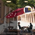 thumbnail image 4 of 10FT Outdoor Patio Umbrella Solar LED Lighted Sun Shade Market Umbrella with Hanging Cover and Cross Base (Burgundy), 4 of 6