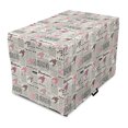 thumbnail image 1 of Newspaper Dog Crate Cover, Retro Style Newspaper Pages with Colorful Ornamental Elements Illustration, Easy to Use Pet Kennel Cover for Dogs, 35" x 23" x 27", Black White Pink, by Ambesonne, 1 of 6
